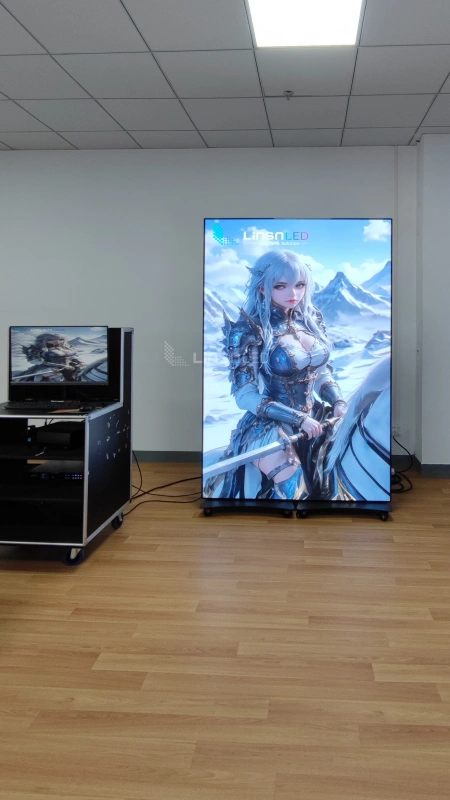 LED Folding Poster in use with controller